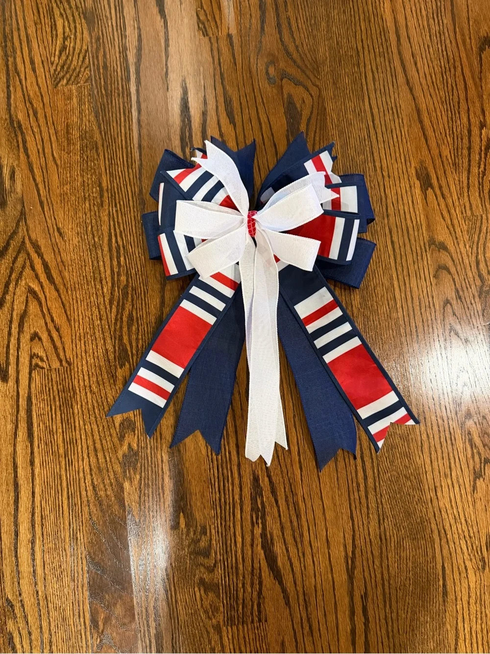Patriotic Navy, Red & White Decorative Bow - Home Accents